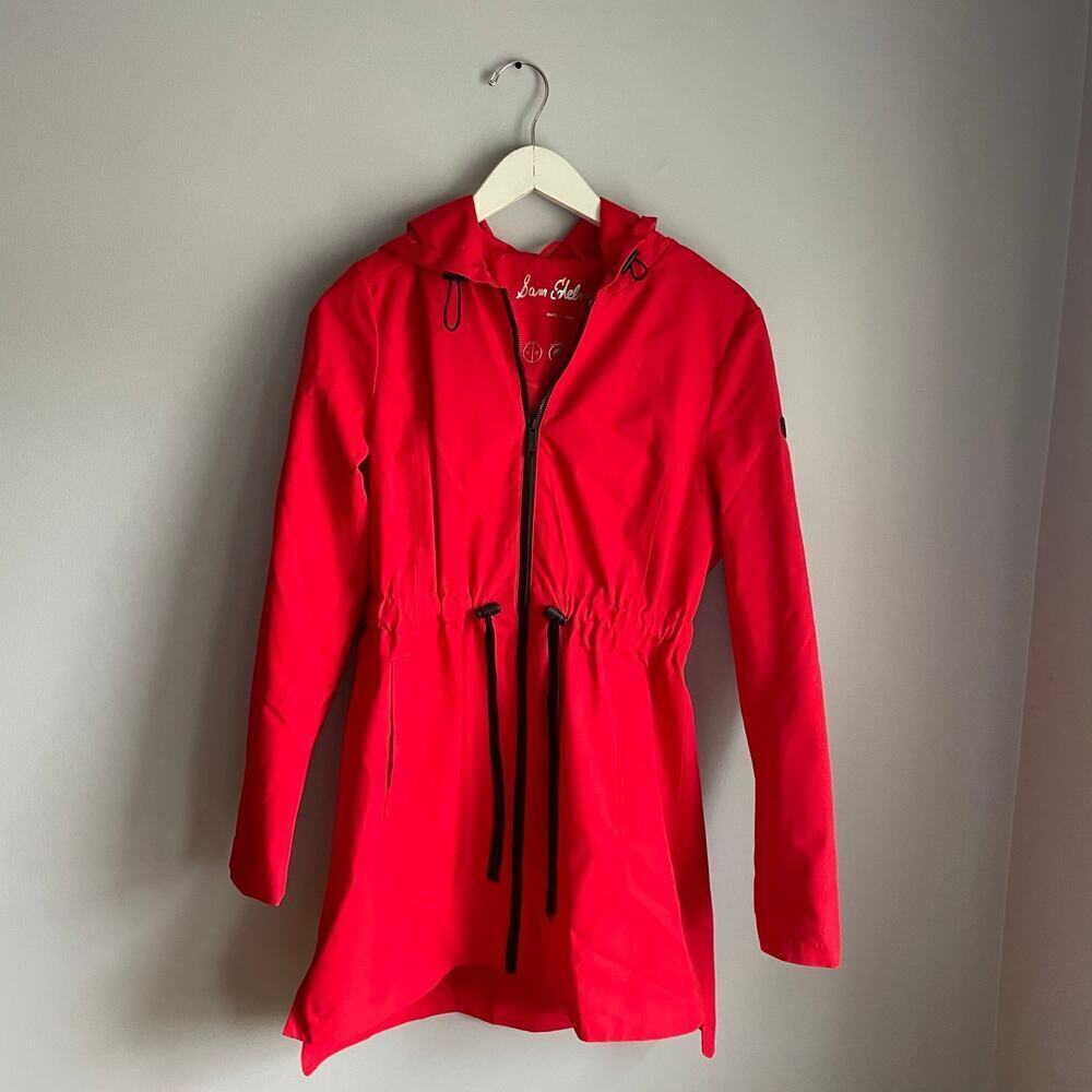 Sam Edelman Bright Red Water Resistant Hooded Coat Jacket Red Ridding Hood sz S‎